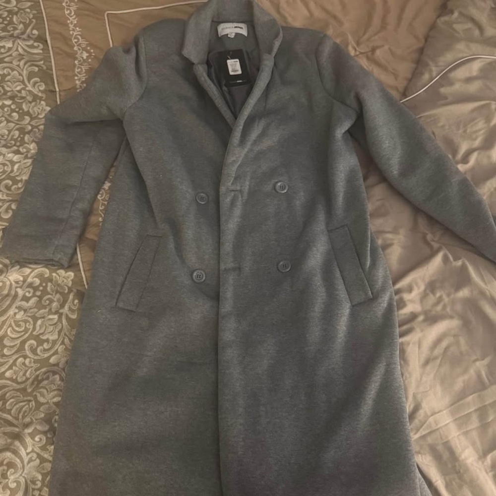 Womans Gray Double-Breasted PeaCoat